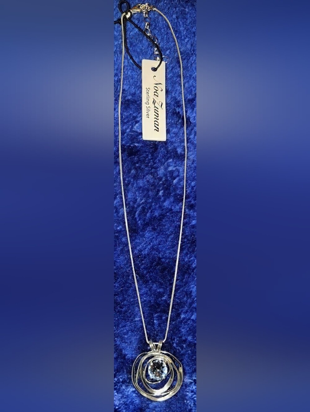 NWT Noa Zuman Sterling Silver Ice Blue Topaz Swirl Nest Pendant Necklace